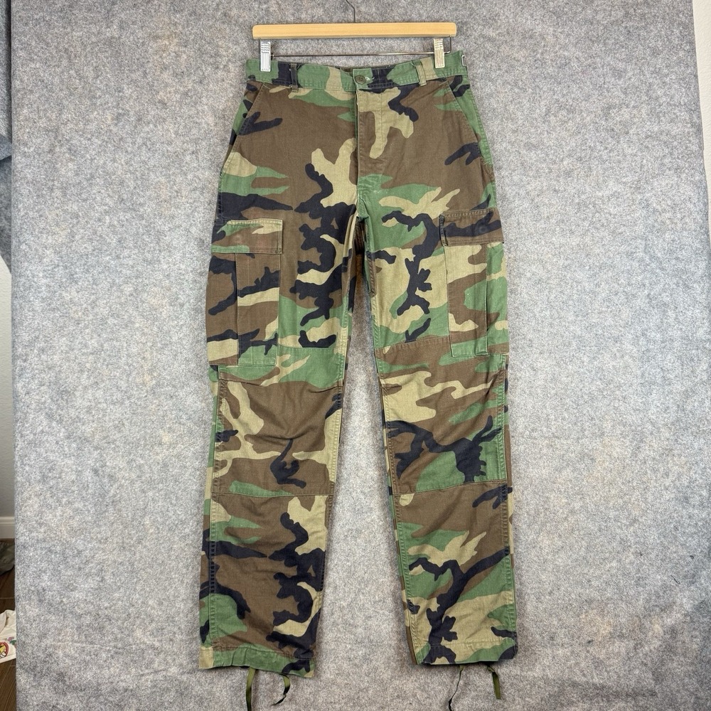 Vintage Military US Army BDU Trousers Woodland Camo Mens Small Reg Combat 90s